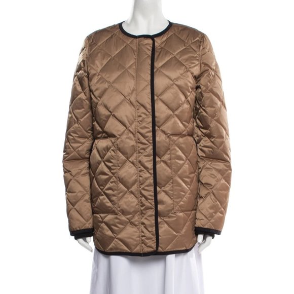 THEORY Small Quilted Taffeta Down Jacket Coat Puffer in Camel Gold